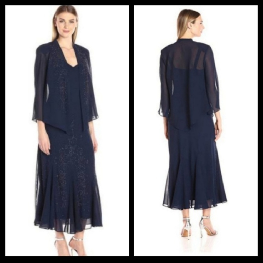 R&M Richards Navy Blue Mother of the Bride Sz 14
